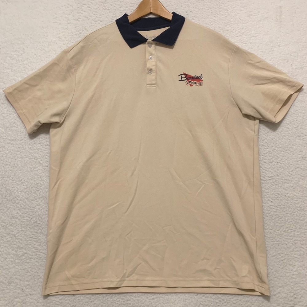 Barstool Golf Saturdays Are For The Boys Polo T-Shirt Mens 2XL Tan (STAINS)